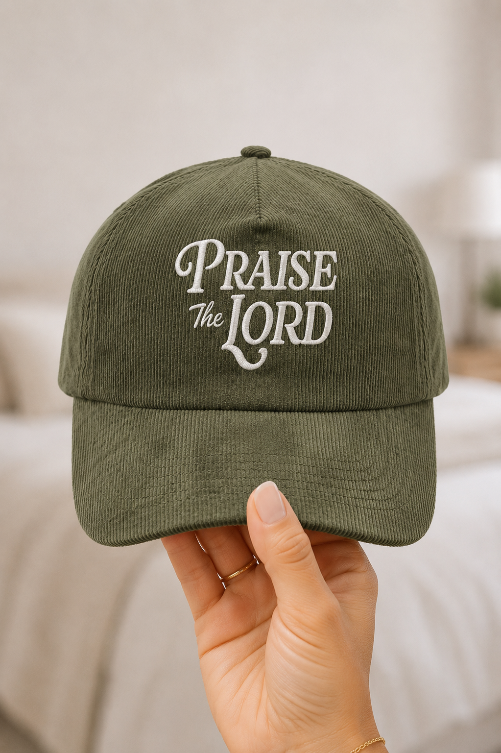 Praise The Lord Corduroy Cap - Olive