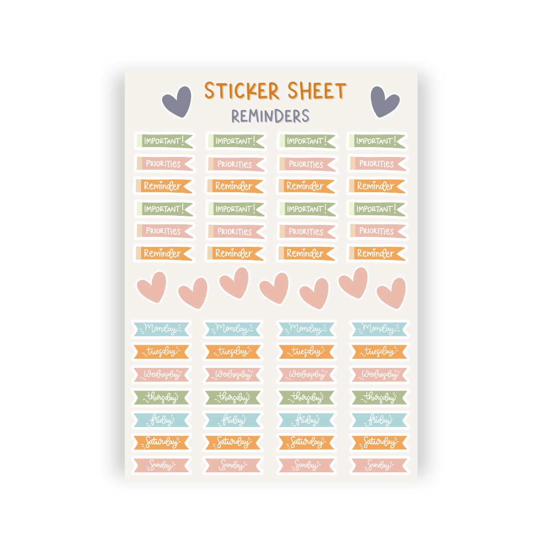 Reminders Sticker Sheet