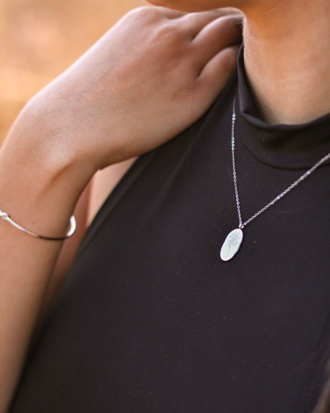 Birth Flower 18K Silver Necklace