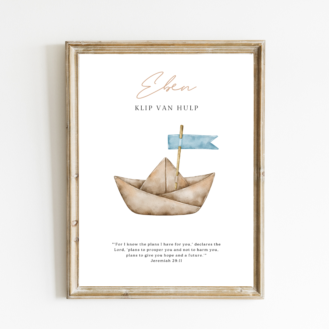Personalized Name Meaning Art Print - Custom Paper Boat Name Art