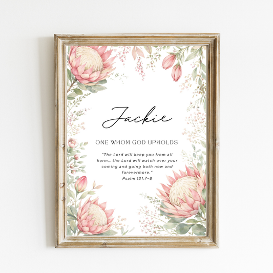 Protea Garden - Personalized Name Meaning Art Print