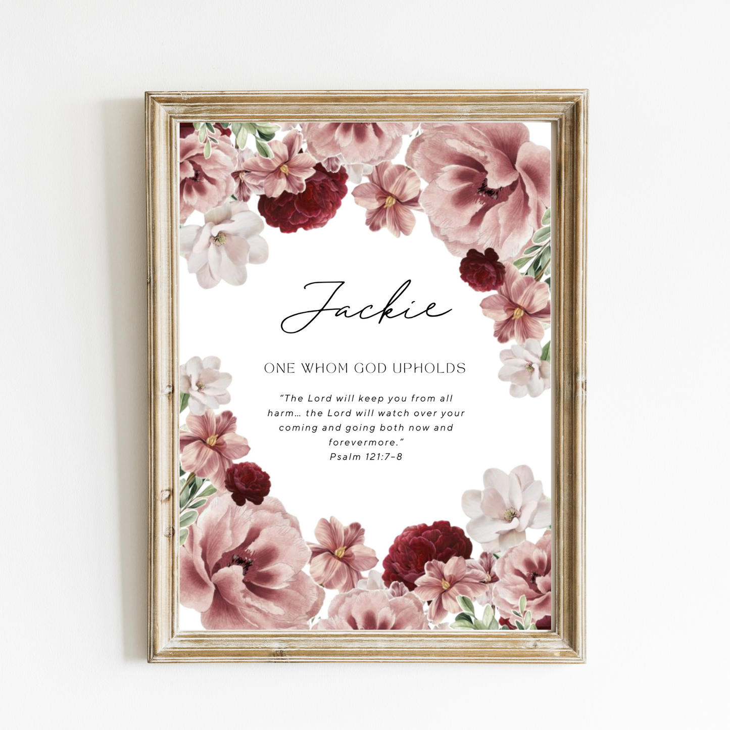 Burgundy Blossom - Personalized Name Meaning Art Print