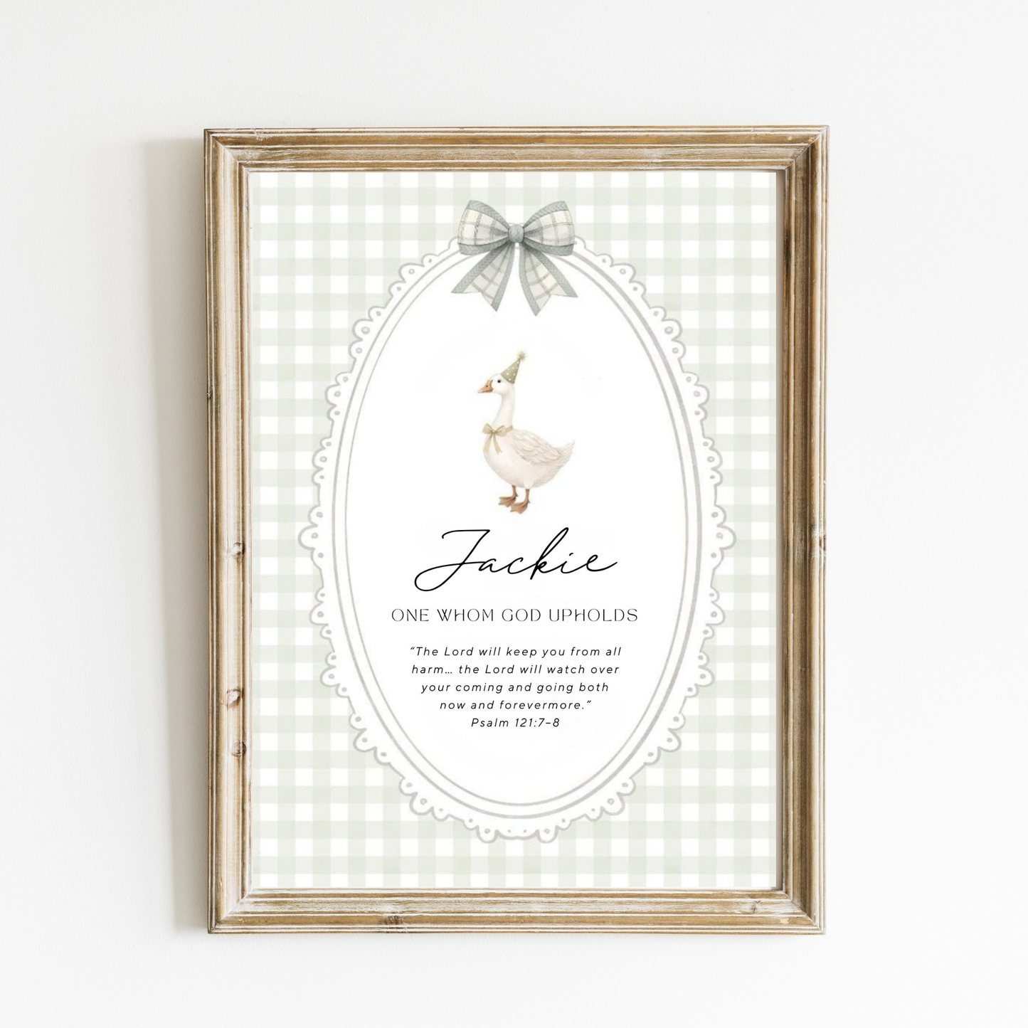 Gingham Goose - Personalized Name Meaning Art Print