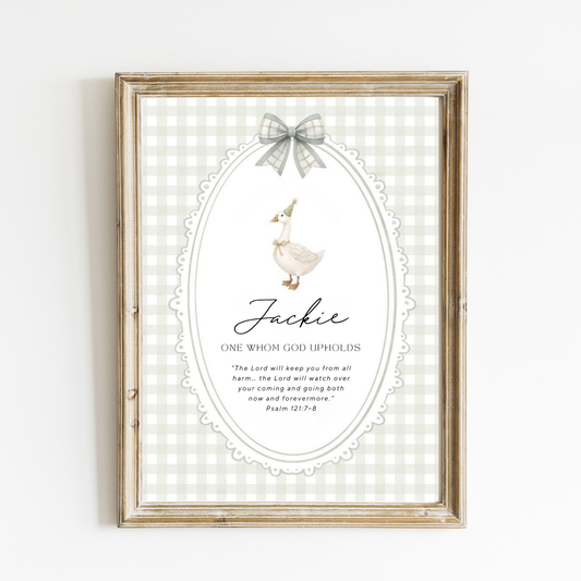 Gingham Goose - Personalized Name Meaning Art Print