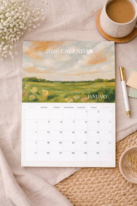 2026 Hand-Painted Inspired Wall Calendar