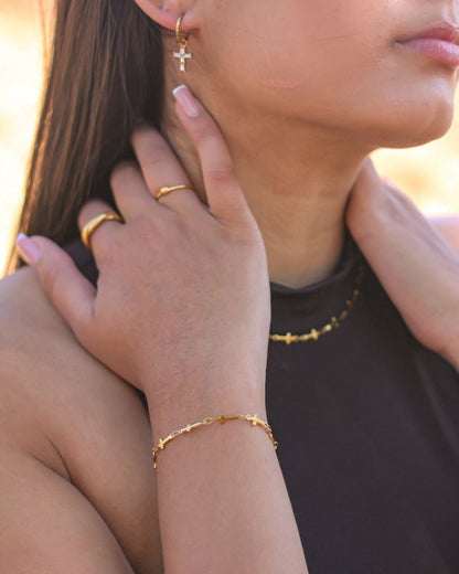 Cross Chain 18K Gold Plated Bracelet
