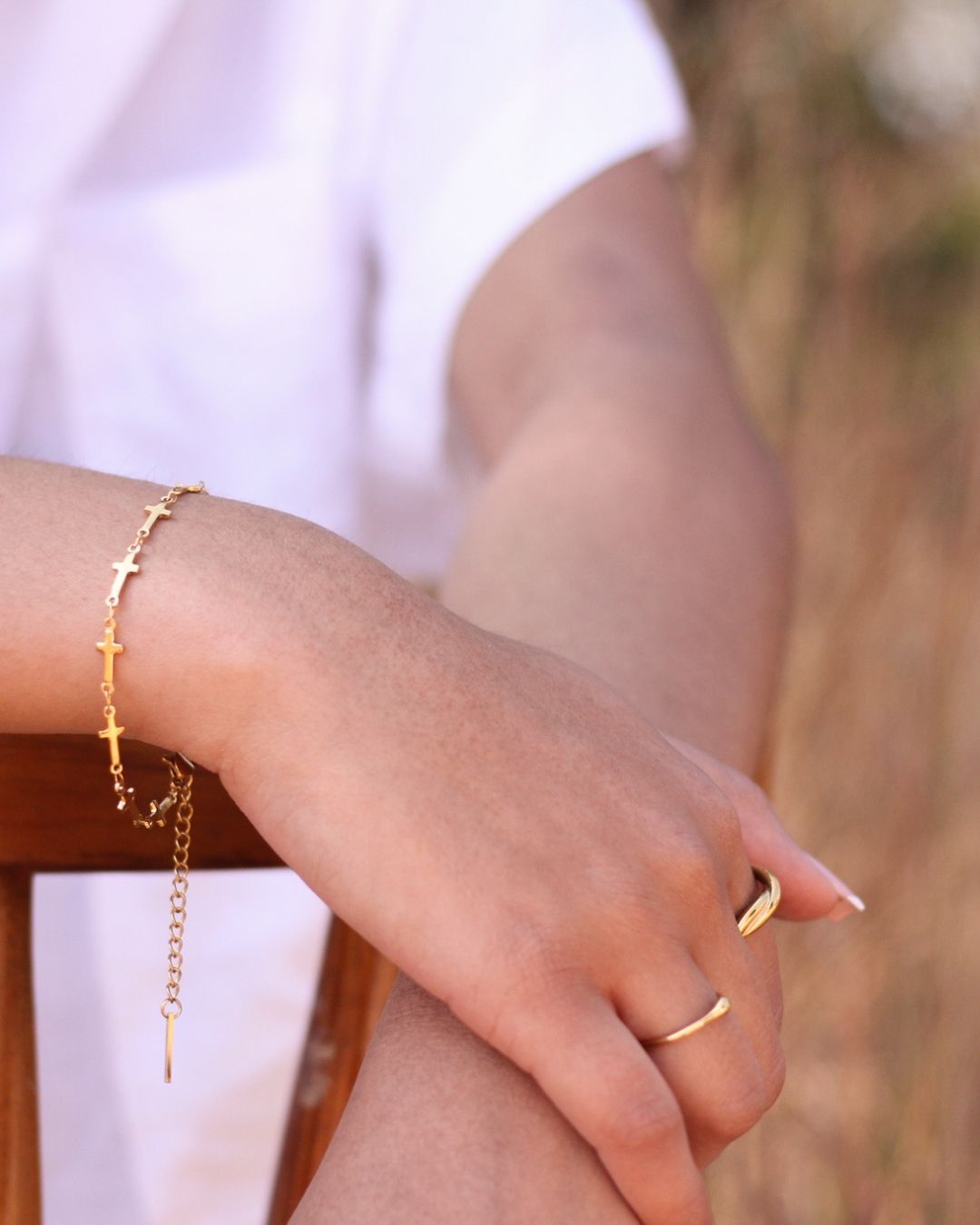 Cross Chain 18K Gold Plated Bracelet