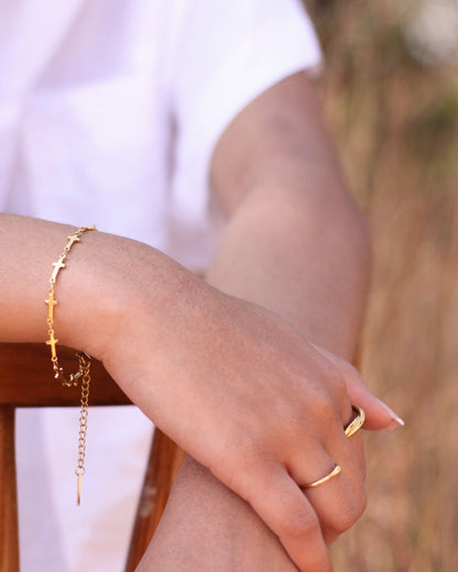 Cross Chain 18K Gold Plated Bracelet