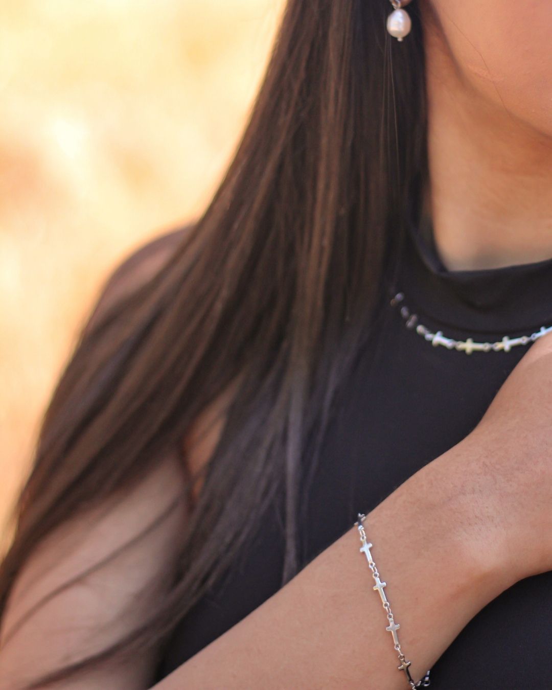 Cross Chain 18K Gold Plated Bracelet