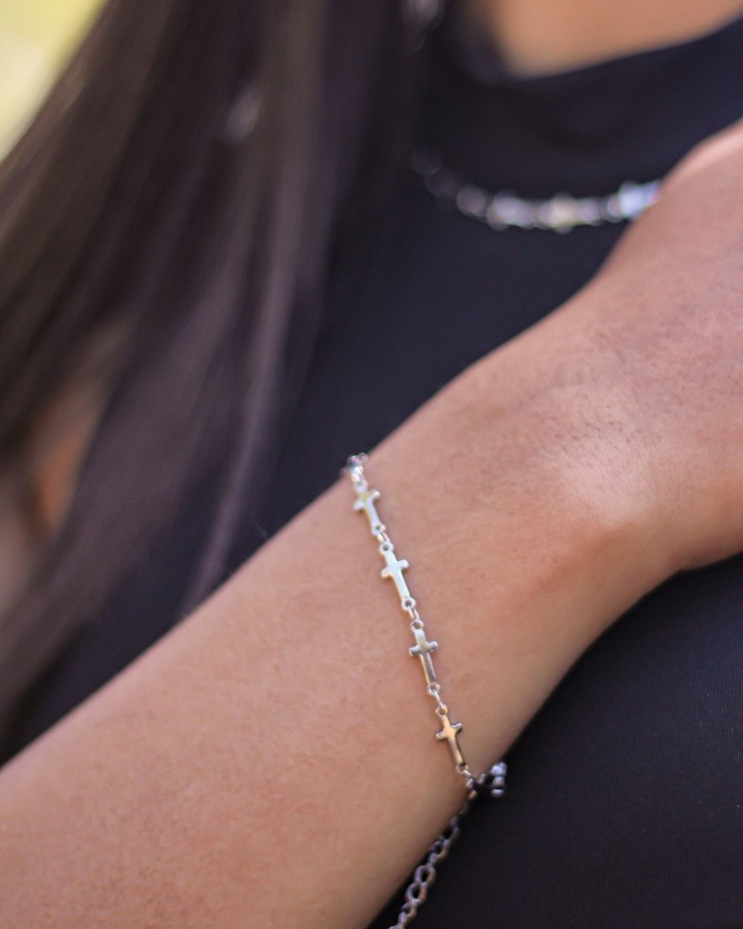 Cross Chain 18K Gold Plated Bracelet