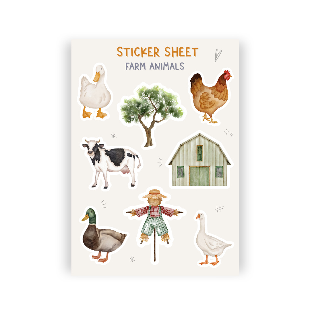 Farm Animals Sticker Sheet