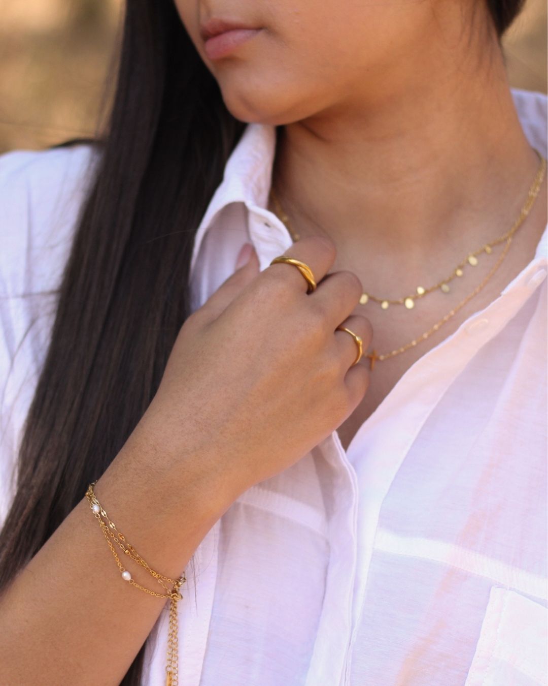 Raindrops 18K Gold plated Necklace - 16 Inch