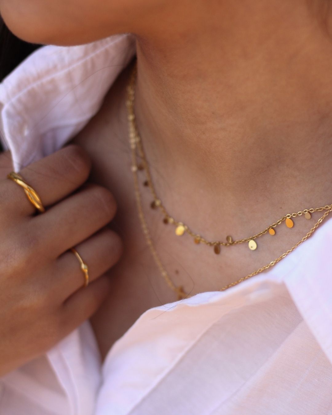 Raindrops 18K Gold plated Necklace - 16 Inch