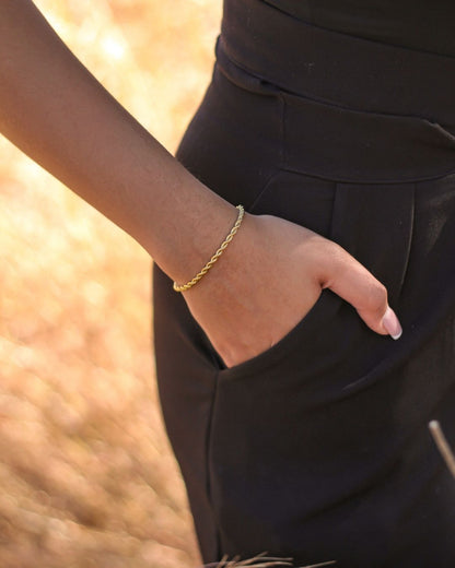 3mm Rope Chain 18K Gold Plated Bracelet