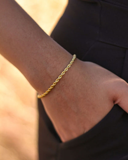 3mm Rope Chain 18K Gold Plated Bracelet