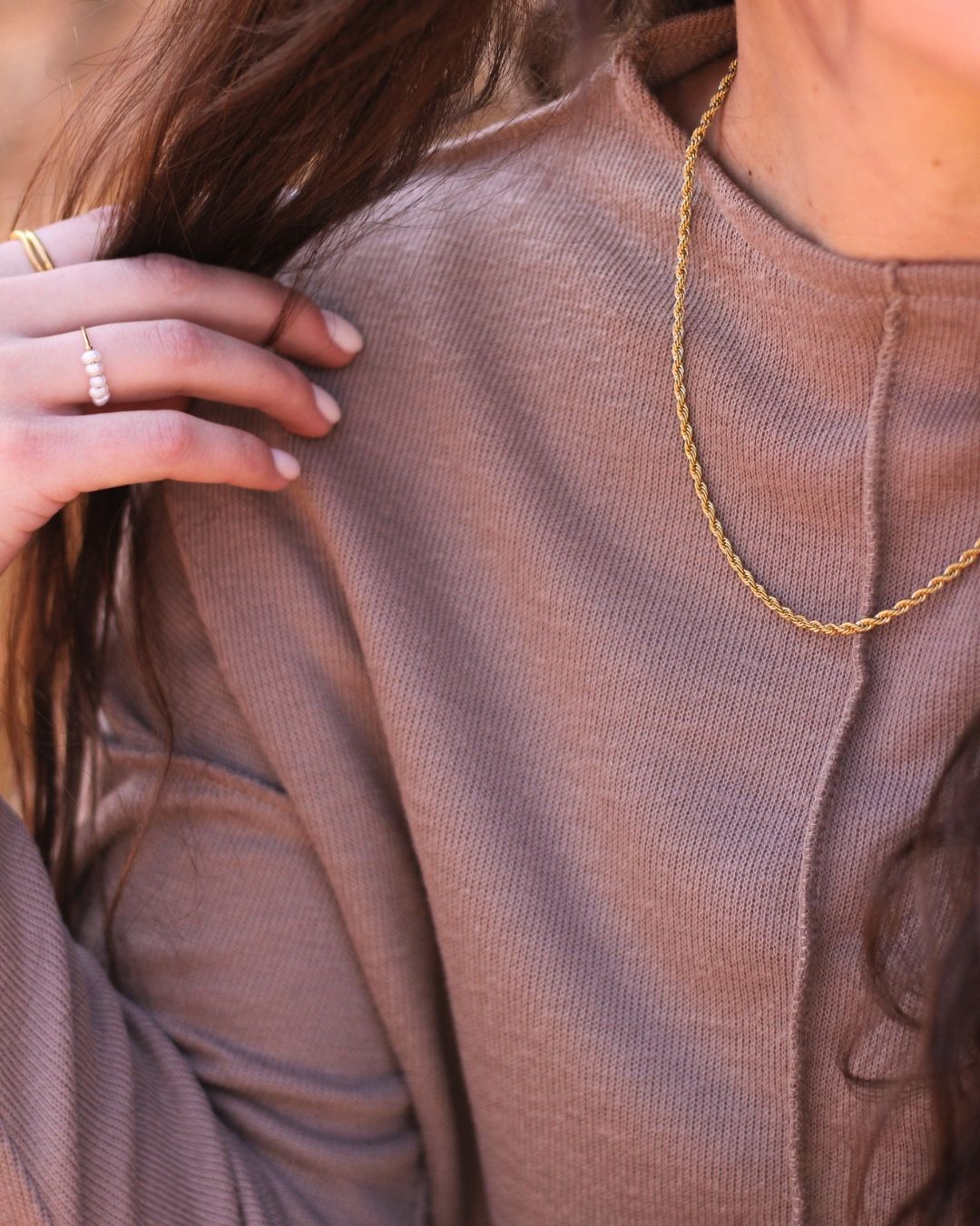Rope Chain 18K Gold Plated Necklace - 16 inch