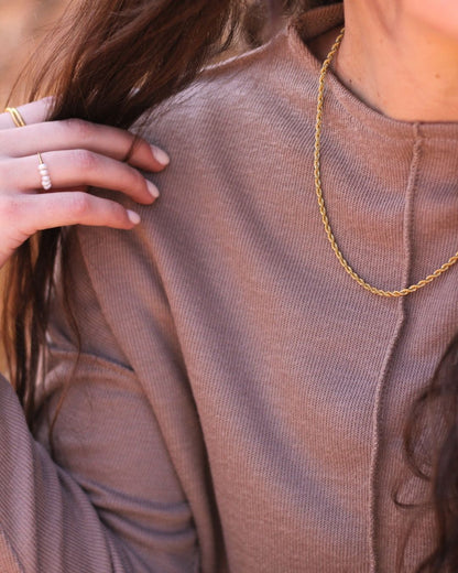 Rope Chain 18K Gold Plated Necklace - 16 inch