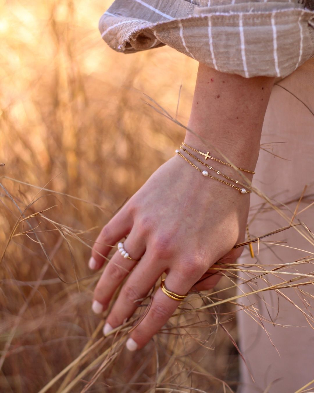 Tiny Cross 18K Gold Plated Bracelet