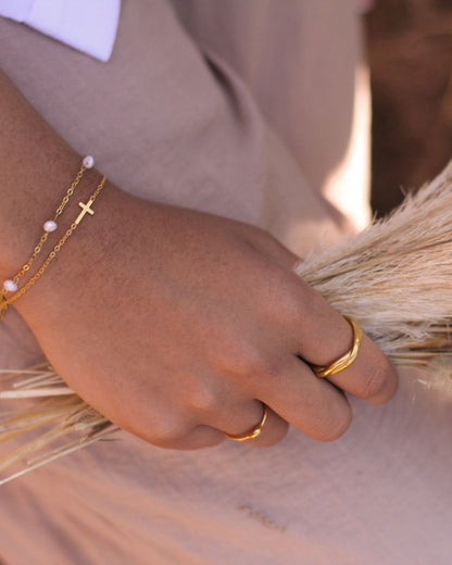 Tiny Cross 18K Gold Plated Bracelet