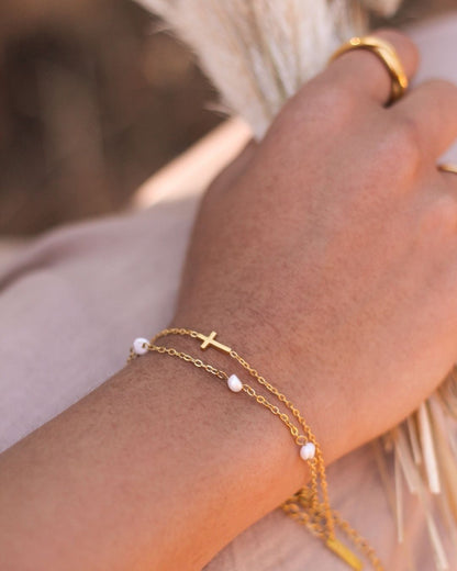 Tiny Cross 18K Gold Plated Bracelet