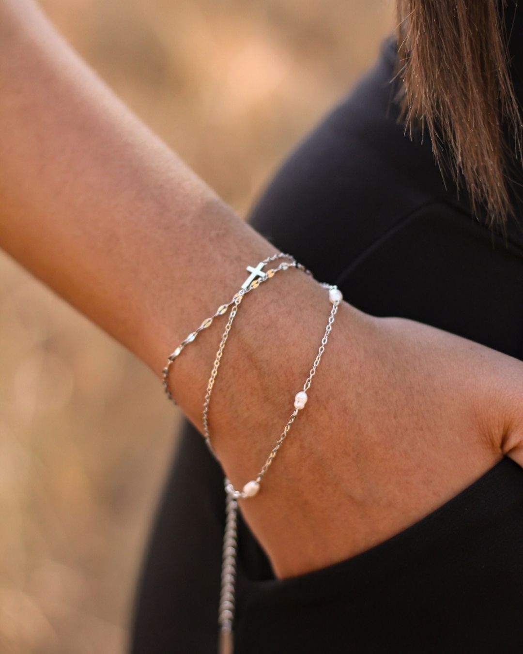 Tiny Cross 18K Gold Plated Bracelet