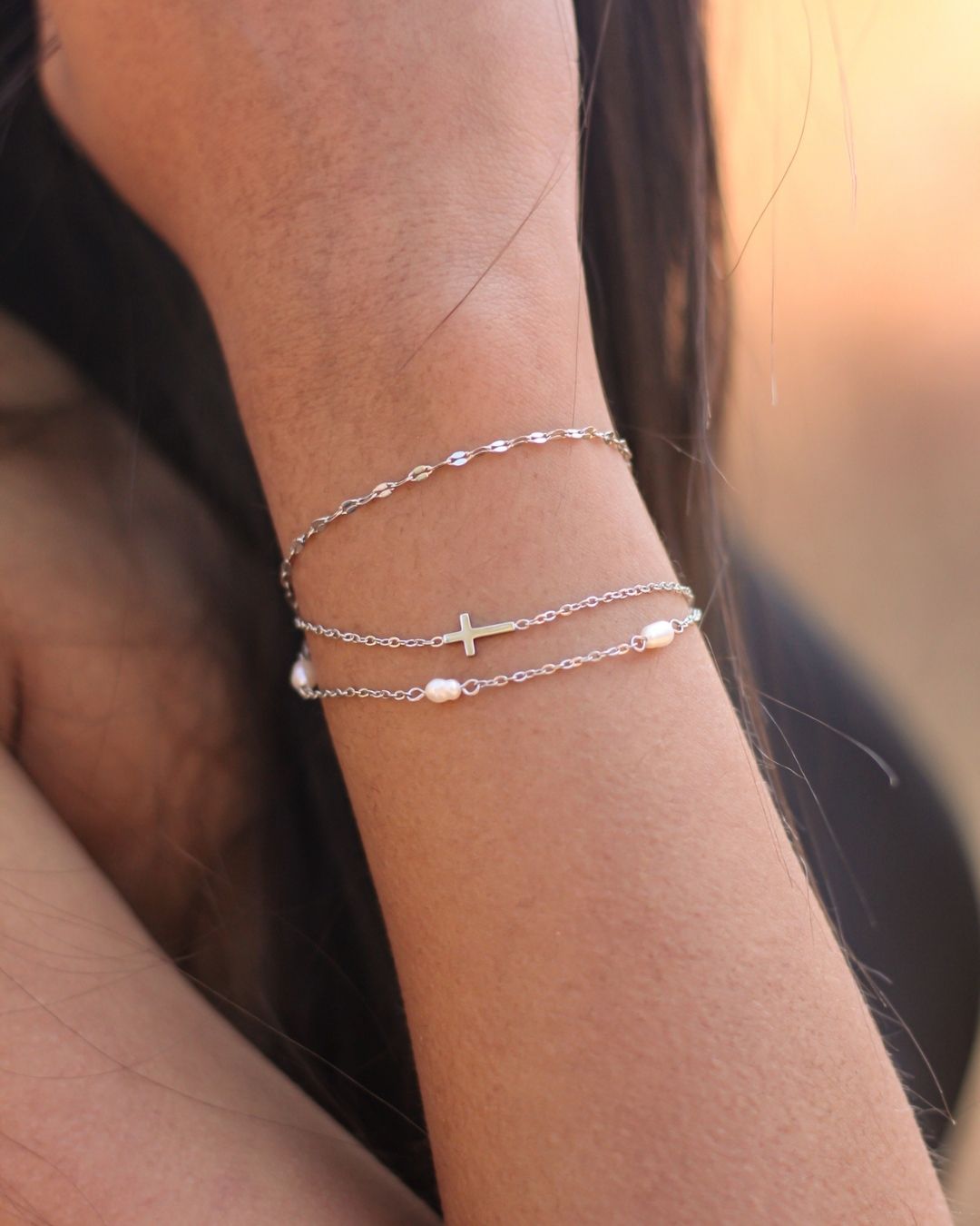 Tiny Cross 18K Gold Plated Bracelet