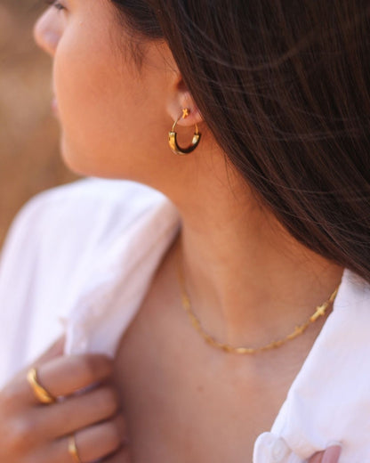 18k Gold Tiny Cross Flatback Studs