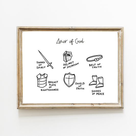 Armor of God Art Print Black & White – English