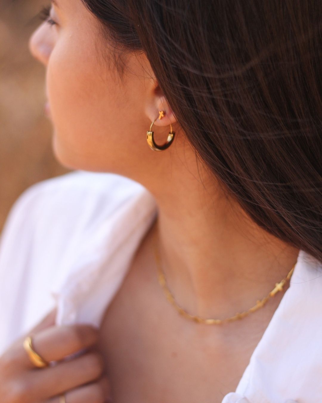 18k Gold Barely Huggies