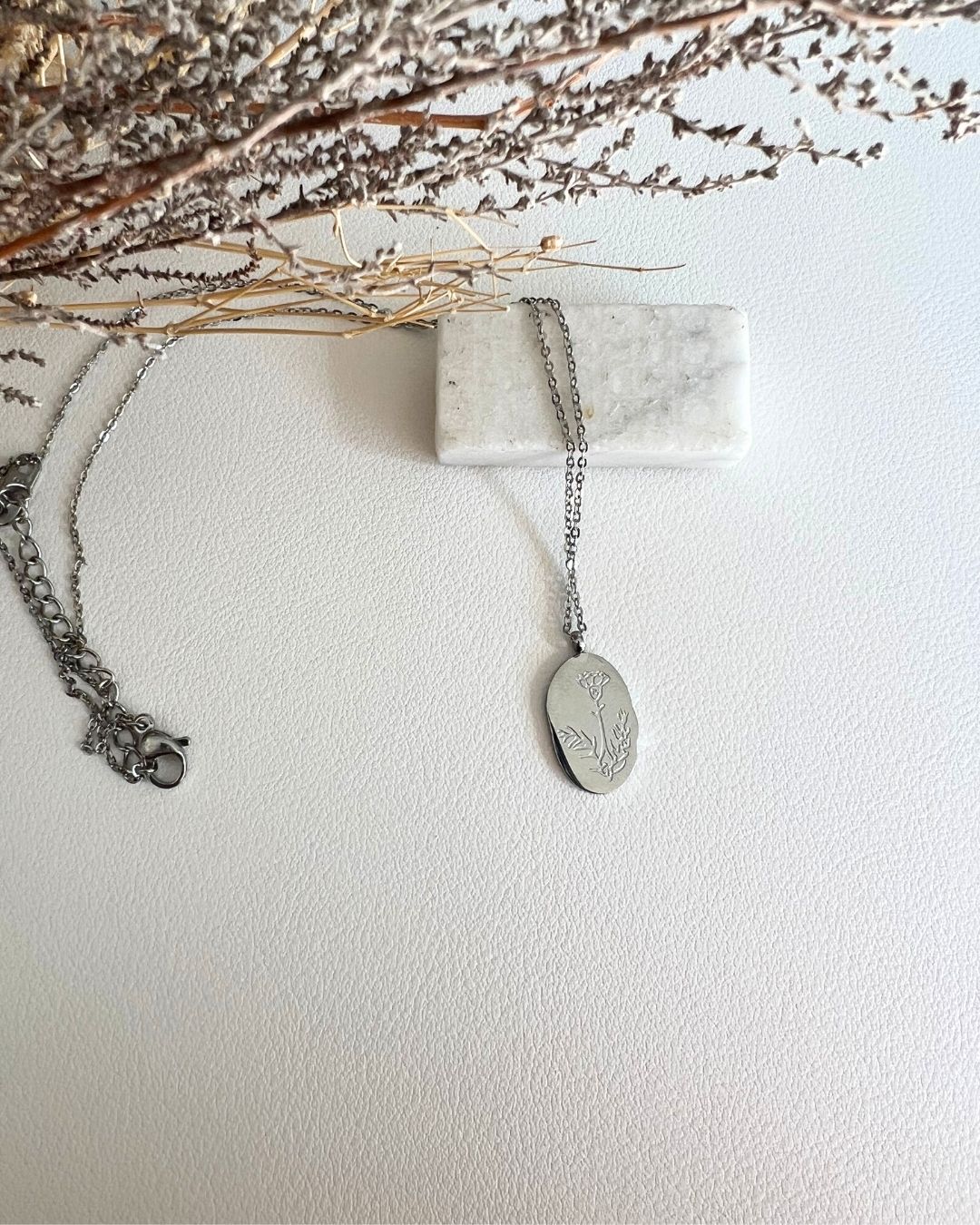Birth Flower 18K Silver Necklace