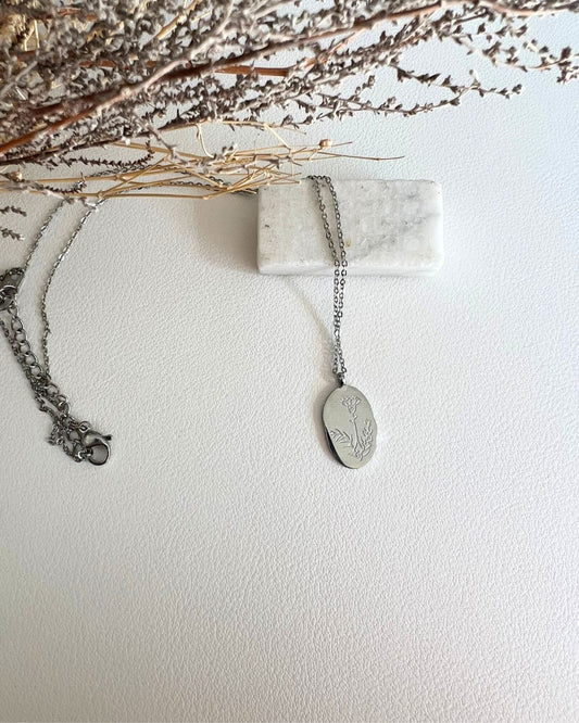 Birth Flower 18K Silver Necklace