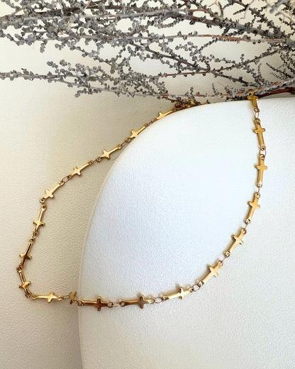 Cross Chain 18K Gold plated Necklace - 16 Inch