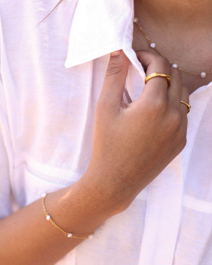 18K Freshwater Pearl Bead Bracelet