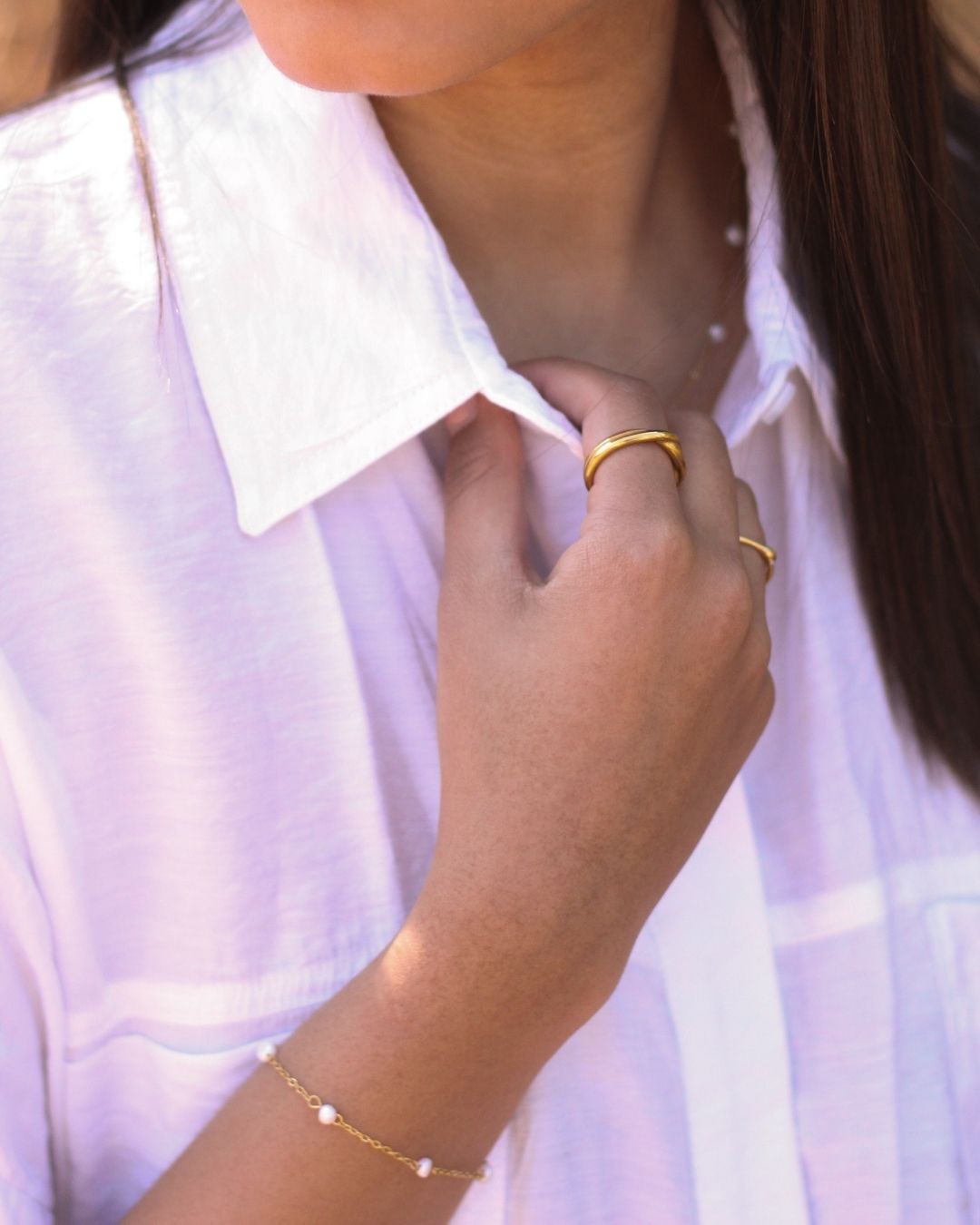 18K Freshwater Pearl Bead Bracelet