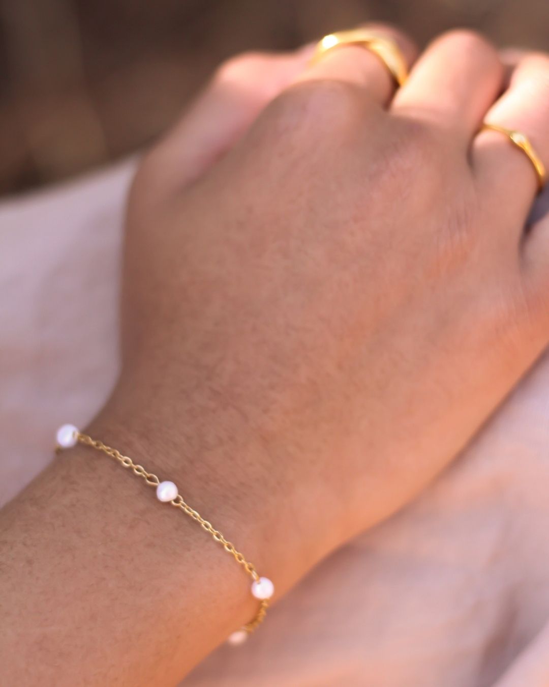 18K Freshwater Pearl Bead Bracelet