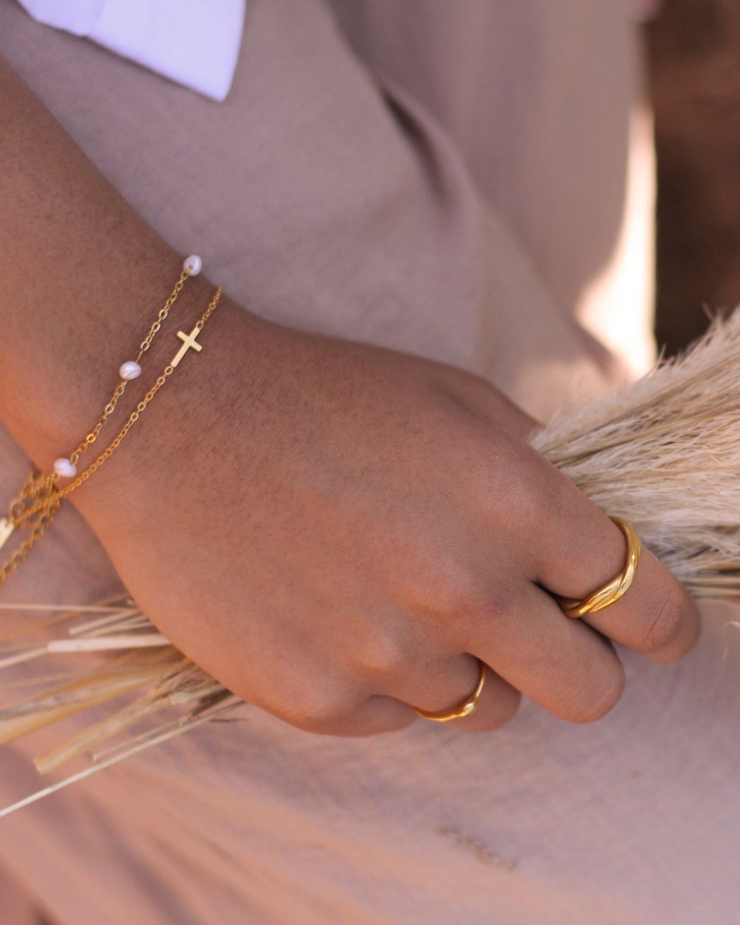 18K Freshwater Pearl Bead Bracelet