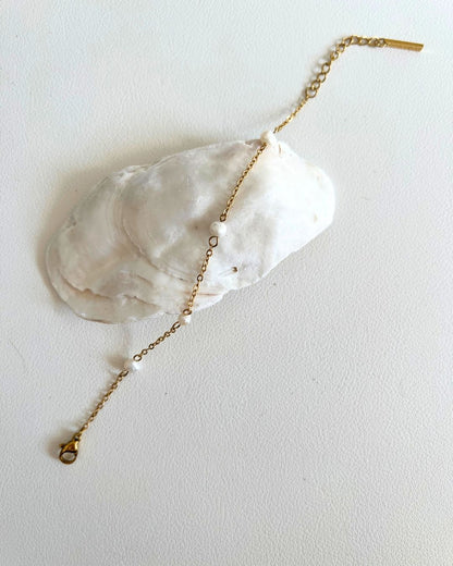 18K Freshwater Pearl Bead Bracelet