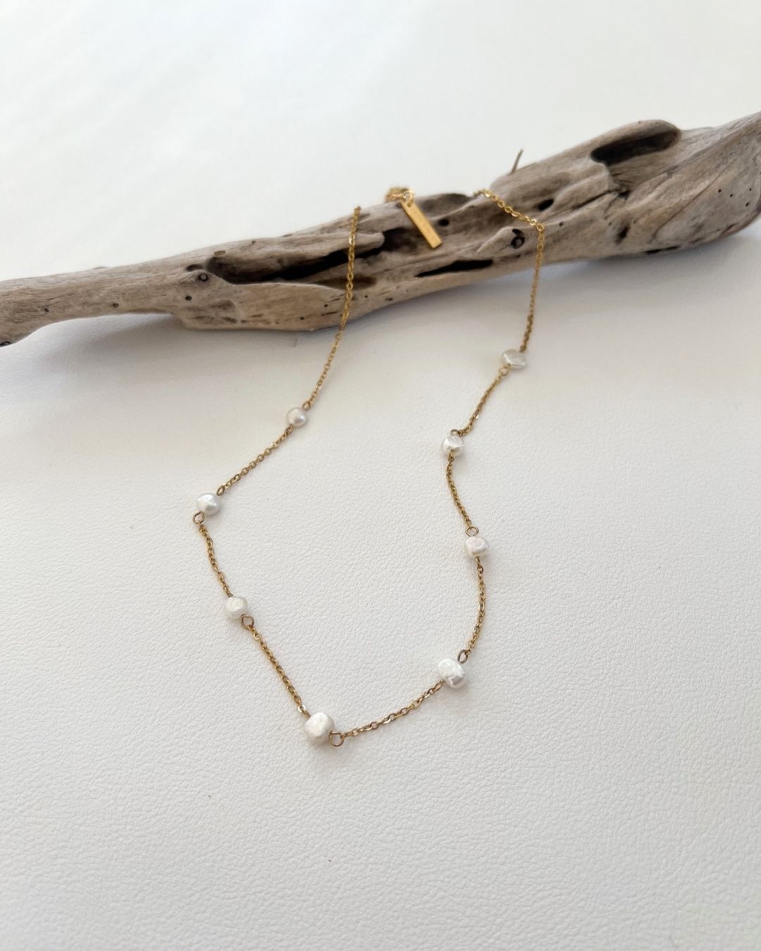 Freshwater Pearl Bead 18K Gold plated Necklace  - 16 Inch