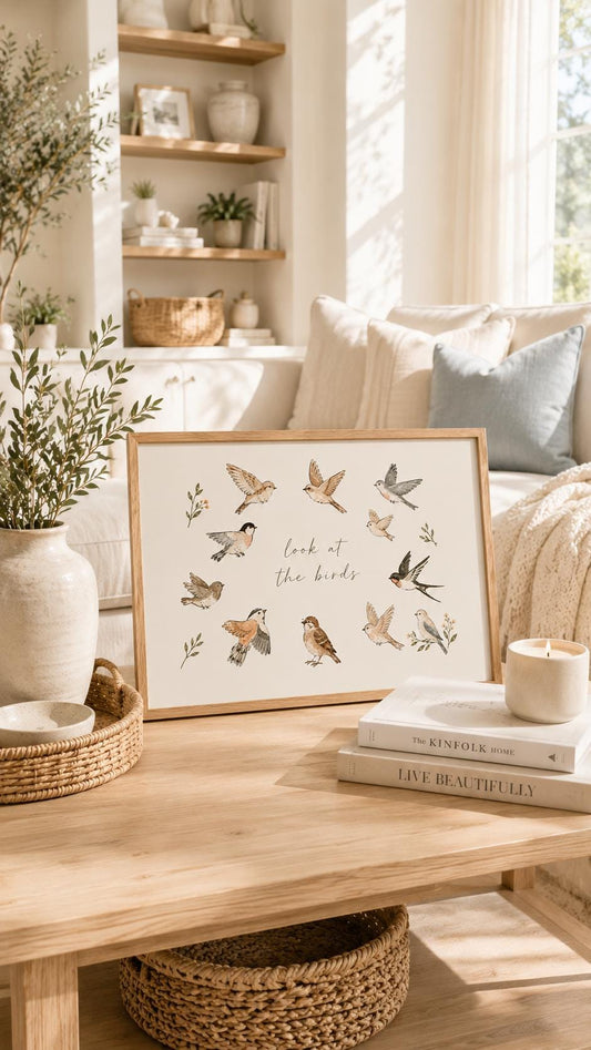 Look at the Birds Songbirds in Flight Art Print – English