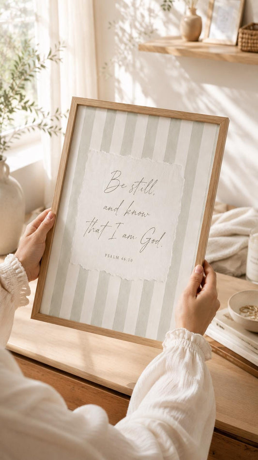 Be Still and Know Grey Stripe Art Print – English