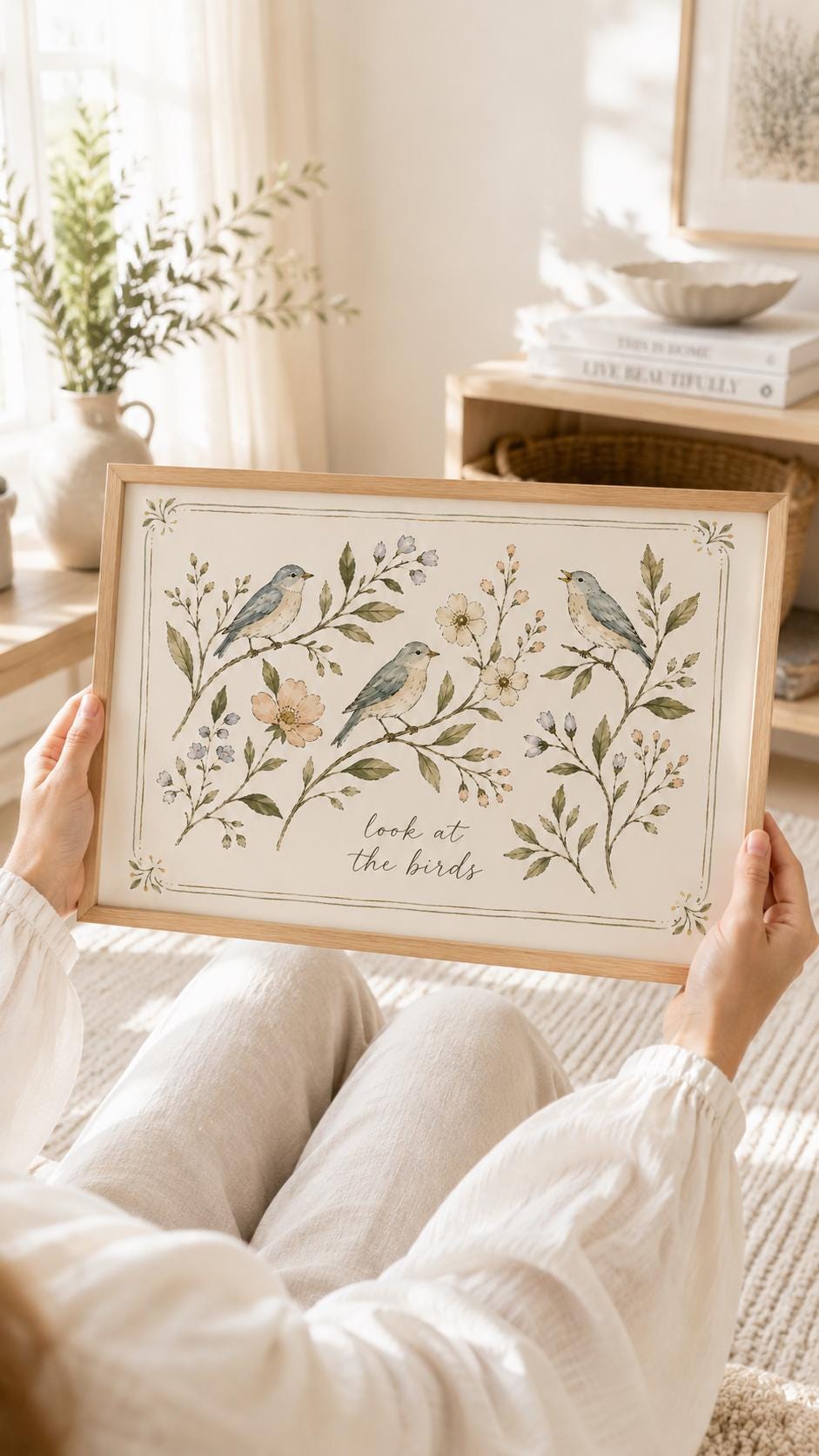 Look at the Birds Bluebird Branches Art Print – English