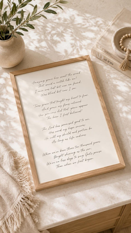 Amazing Grace Hymn Art Print – English