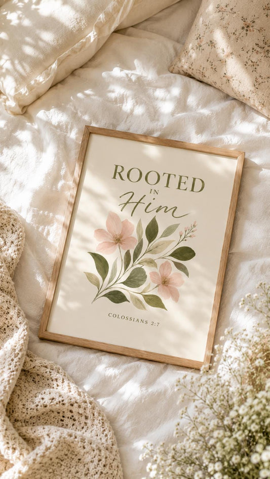 Rooted in Him Floral Art Print – English