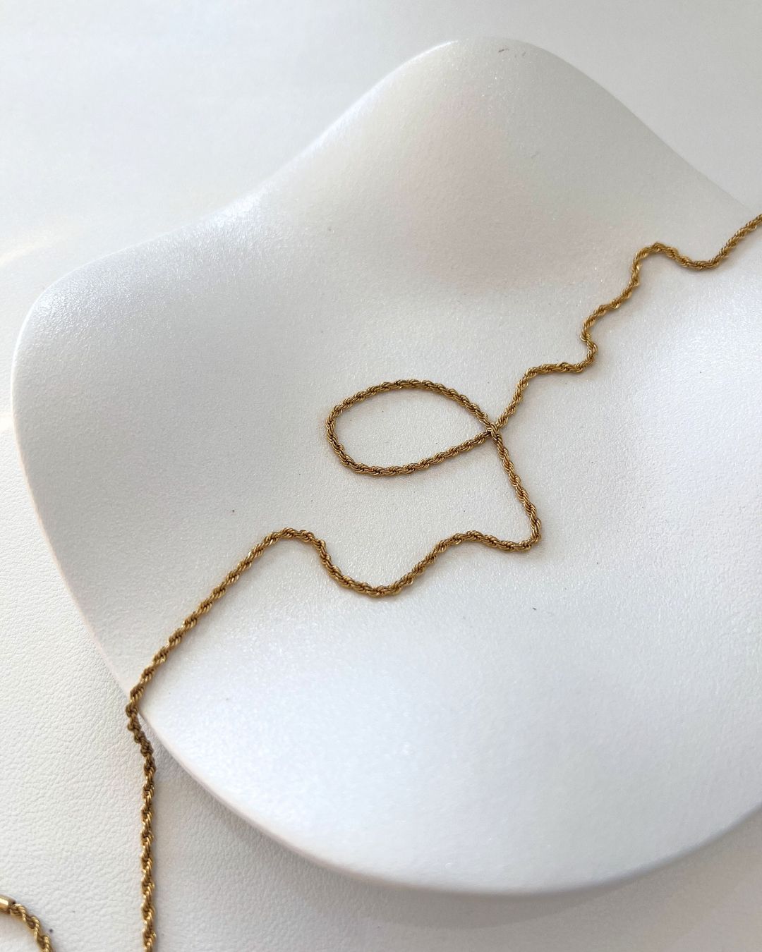 Rope Chain 18K Gold Plated Necklace - 16 inch