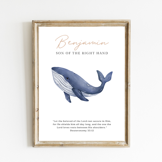 Personalized Name Meaning Art Print - Custom Whale Illustration Name Art