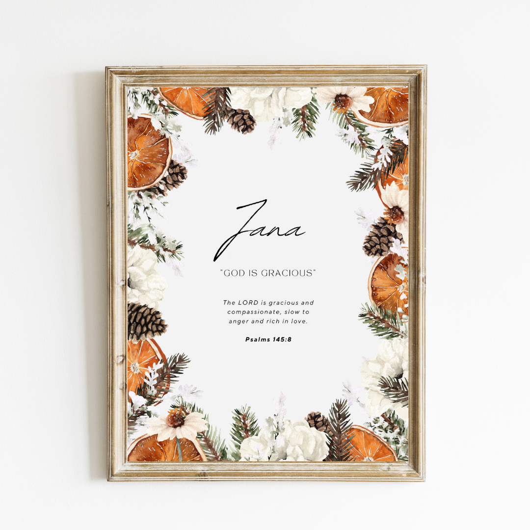Personalized Name Meaning Art Print - Cosy Citrus Name Meaning Art Print