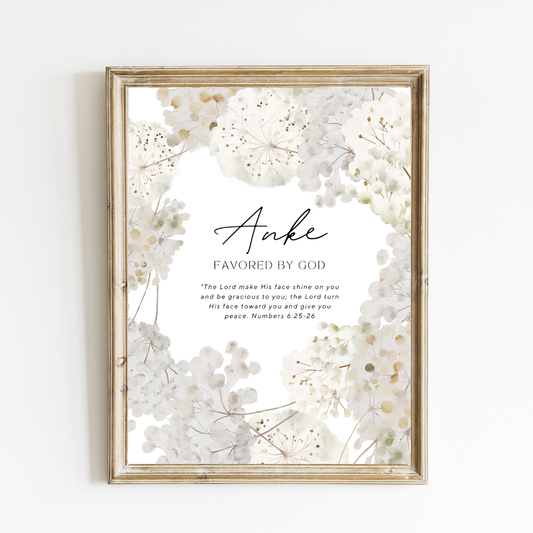 Personalized Name Meaning Art Print - Hydrangea Name Meaning Art Print