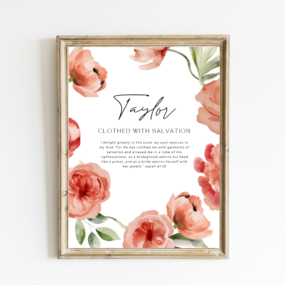 Personalized Name Meaning Art Print - Soft Floral Name Meaning Art Print