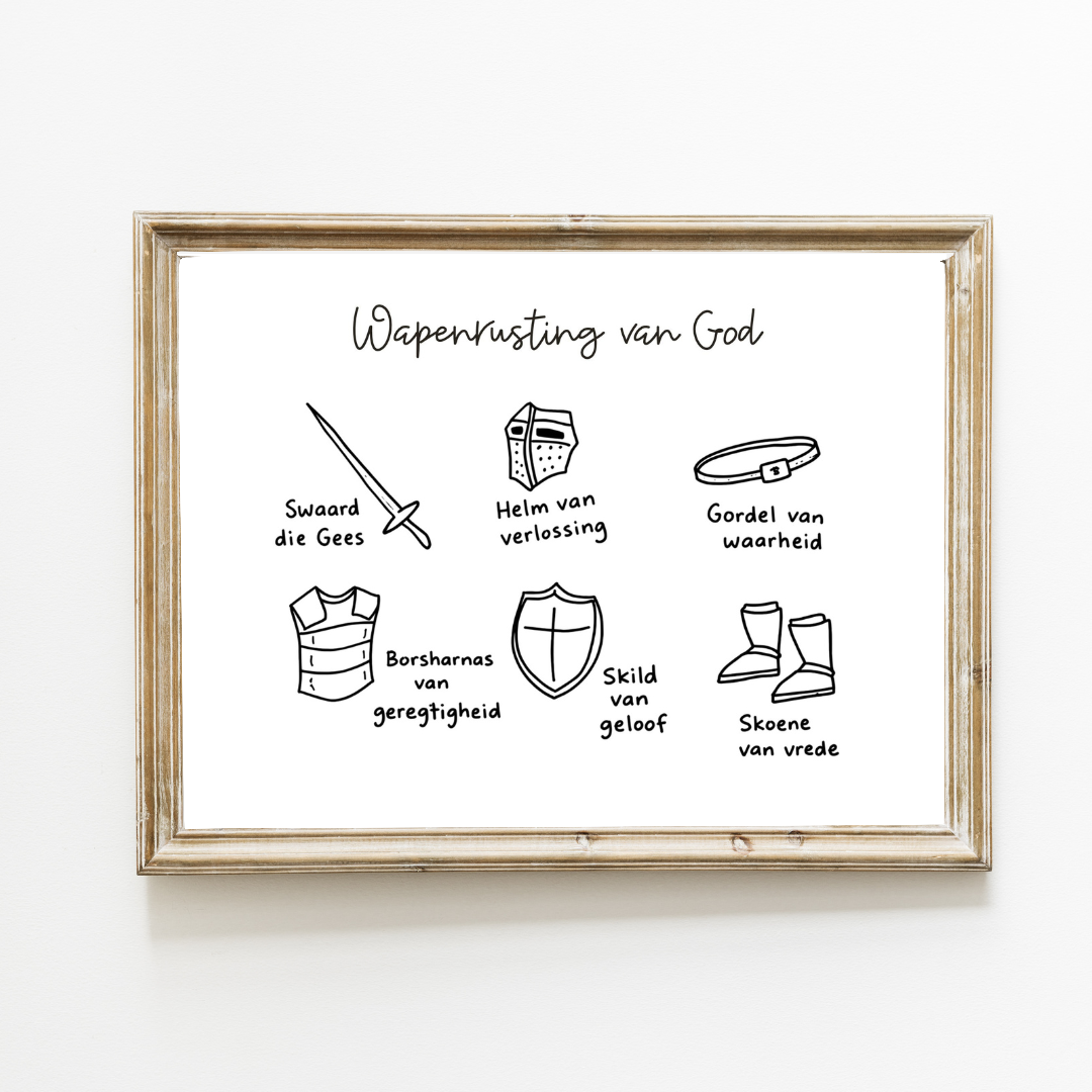 Wapenrusting van God Art Print Black & White – Afrikaans